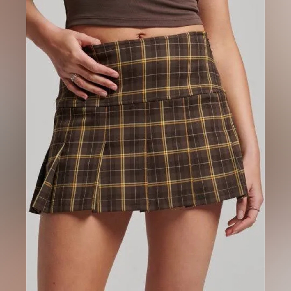 Brown Plaid Mini Skirt Brand New With Tags